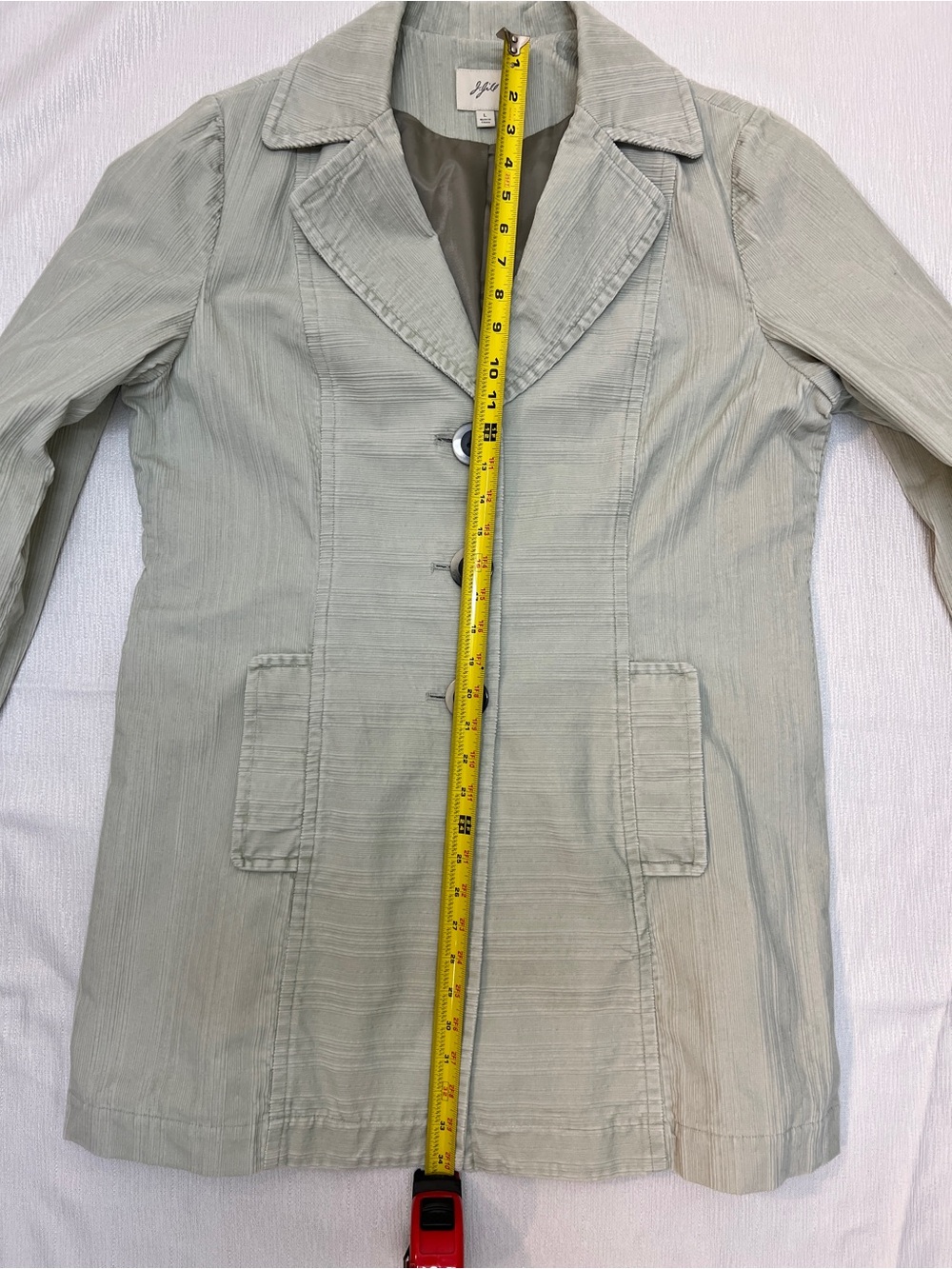 J. Jill Light Sage Corduroy Lightweight Coat- Great to Wear in the Fall Season - Picture 11 of 12